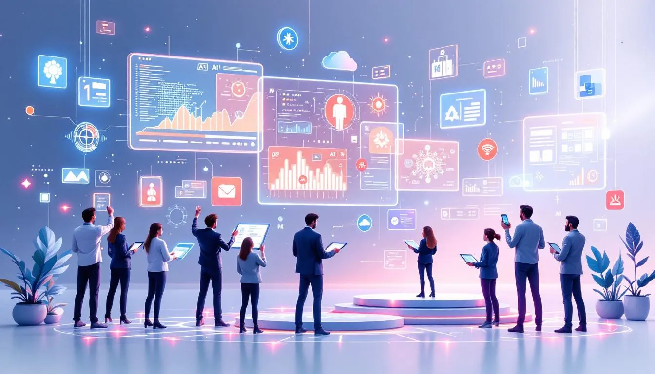 Creative professionals using AI tools for content creation.