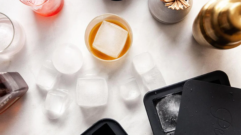 Ice cubes of different shapes and sizes