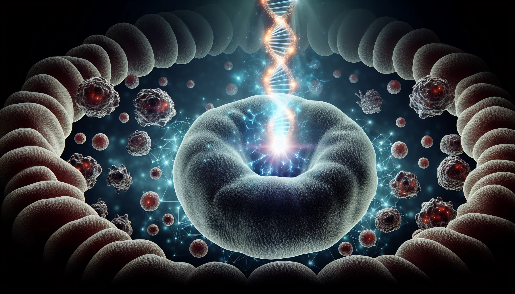 Illustration of innovative cell-based treatments for colon cancer