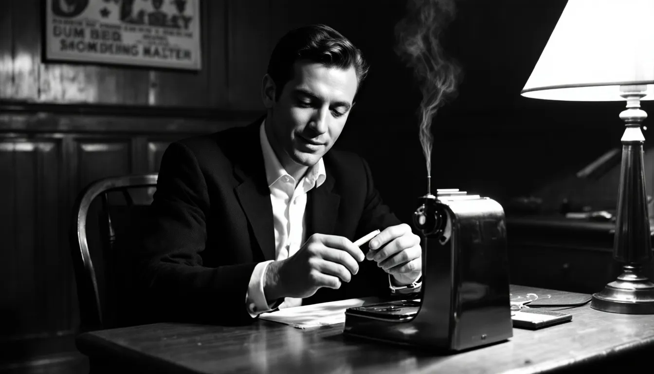 A person enjoying a perfectly rolled cigarette made using a cigarette rolling machine.