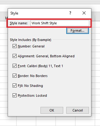Format Cell Style dialog box.