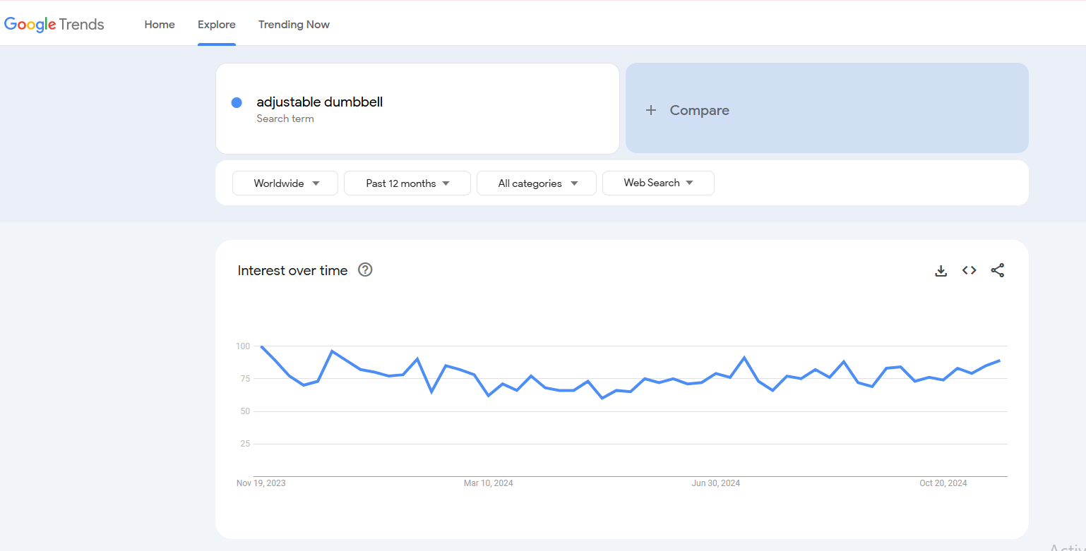 adjustable dumbbell google trends