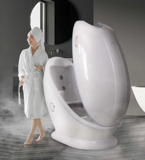 Image of Infrared heat spa capsules for sauna experience.