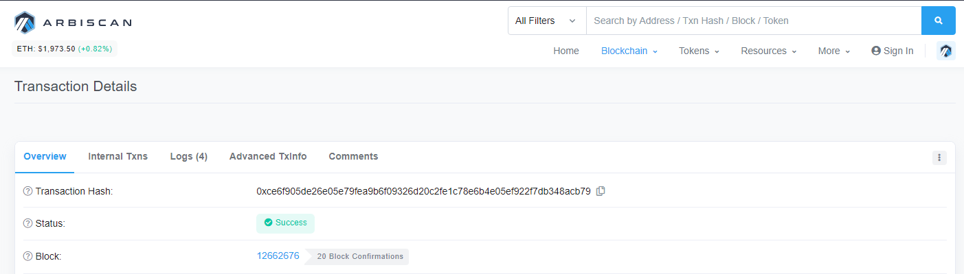 This transaction hash is an example, your transaction hash will be different. 