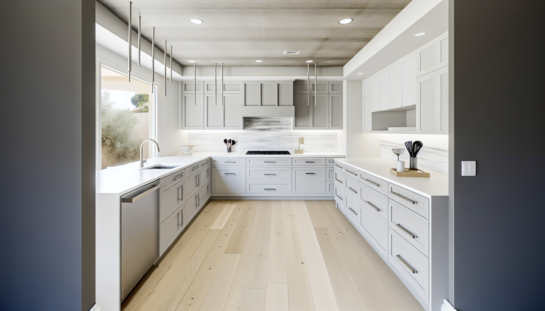 Modern and minimalistic kitchen cabinet refinishing style in Los Angeles