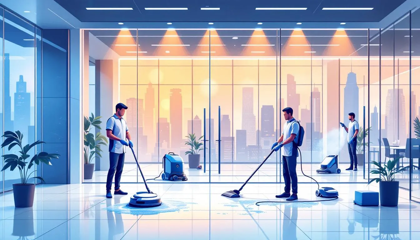 Professional cleaners using advanced tools for deep cleaning.