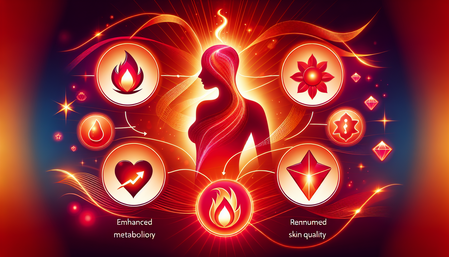 An illustration showcasing key benefits of red light therapy for weight loss.