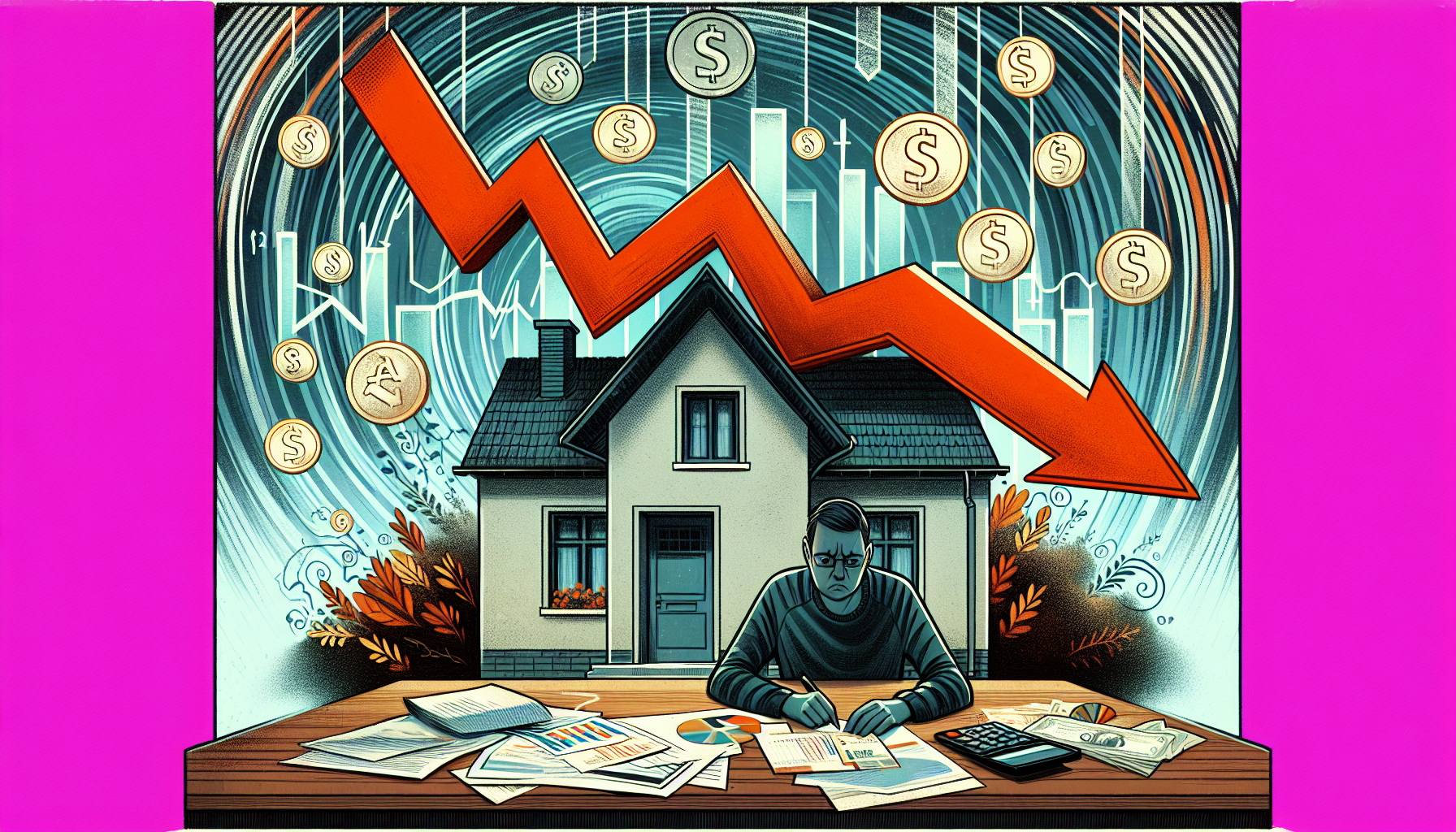 A conceptual illustration of dealing with negative equity when selling a house.