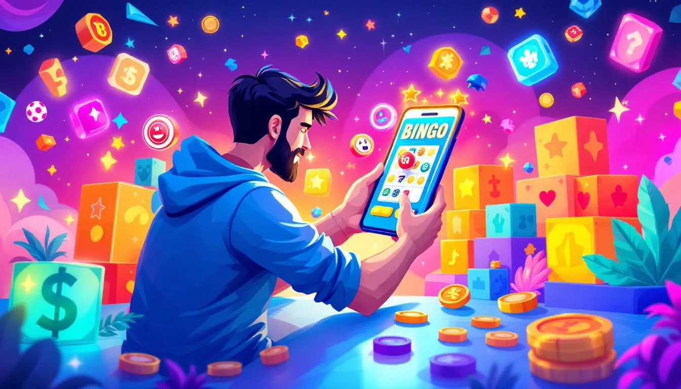 A player enjoying bingo on a mobile device, illustrating the mobile bingo experience.