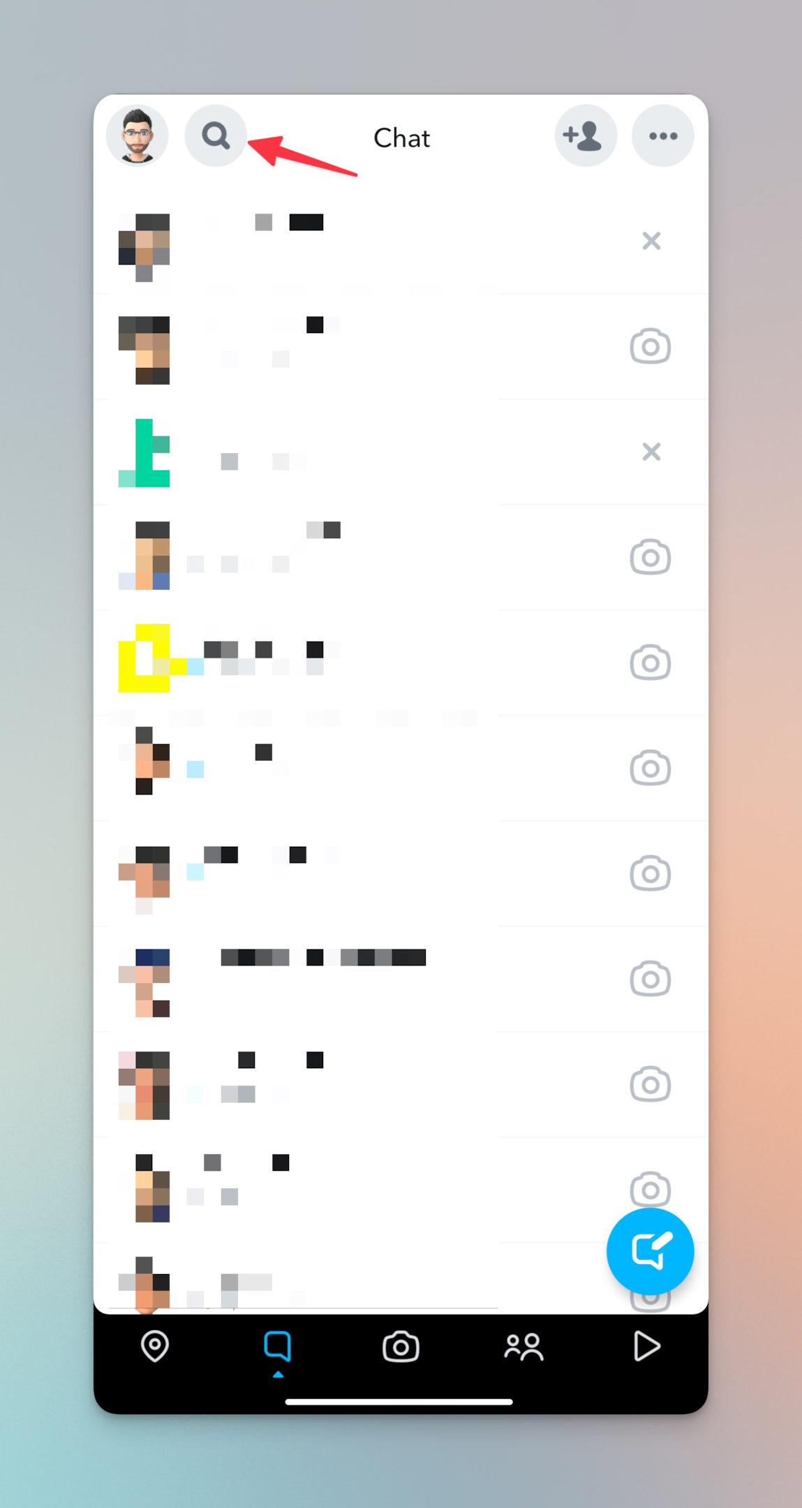 Remote.tools points to the search icon in top left corner in the chat tab 