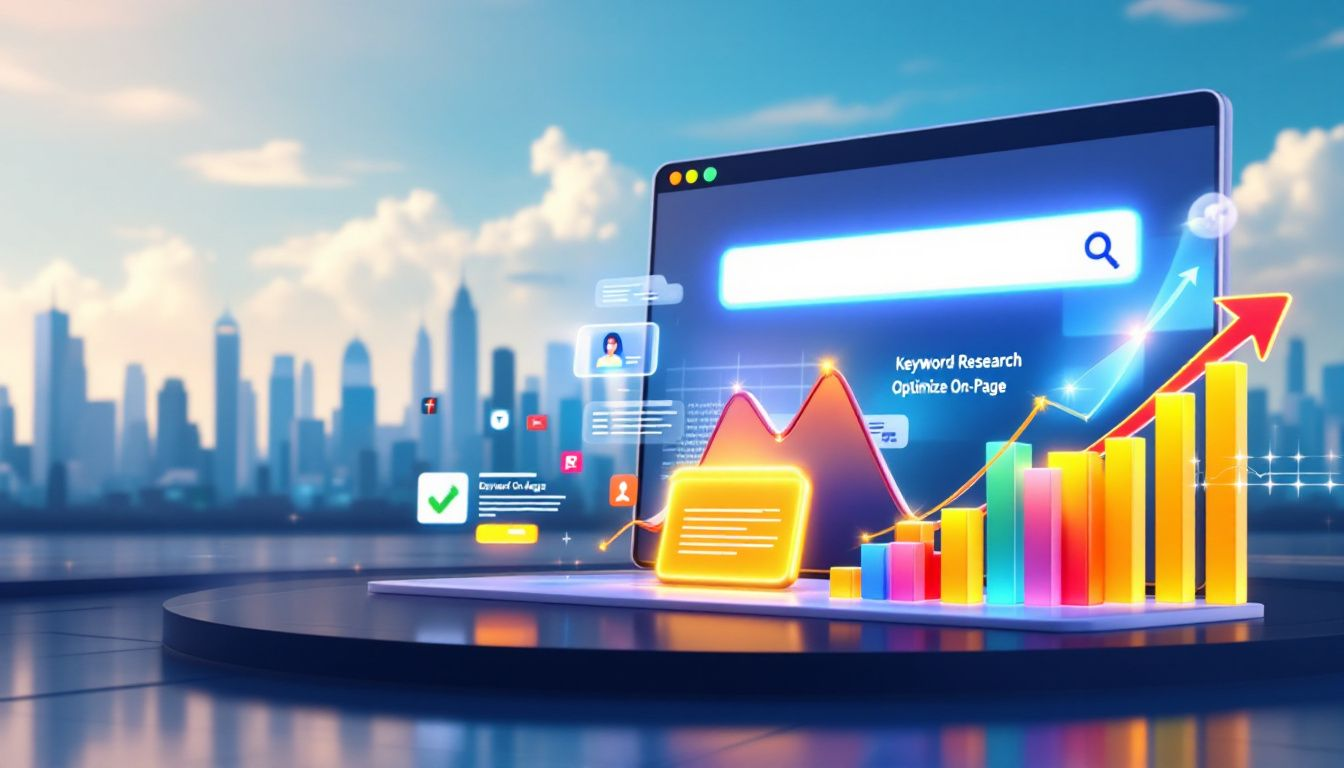 An illustration of SEO strategies applied to an ecommerce website for better visibility. Top Tips to Design an Ecommerce Website