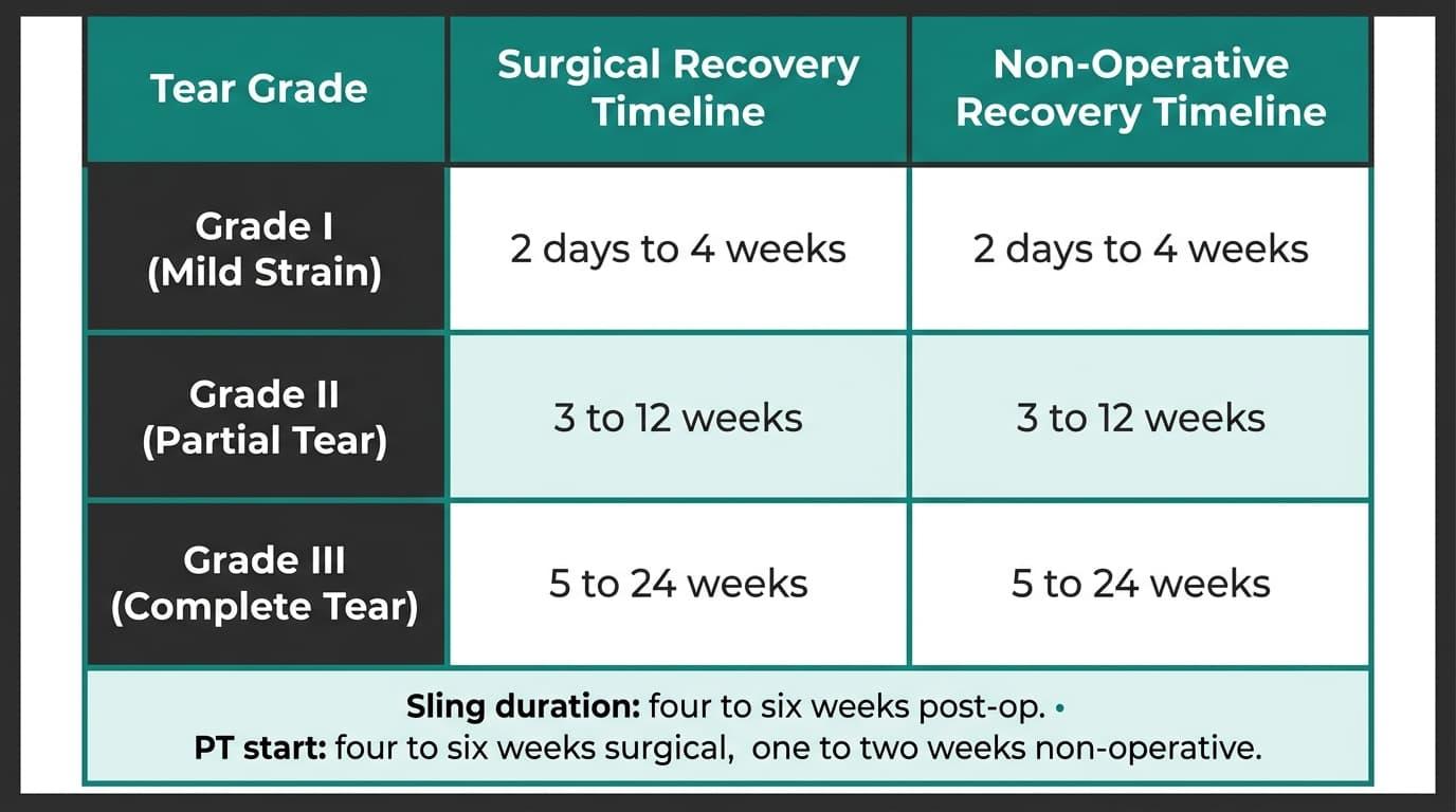Rotator Cuff Recovery Timelines by Tear Size and Treatment Type