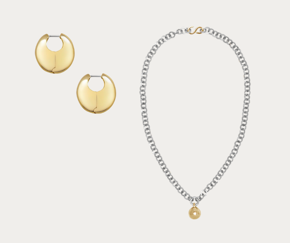Laura Lombardi hoops and two tone necklace