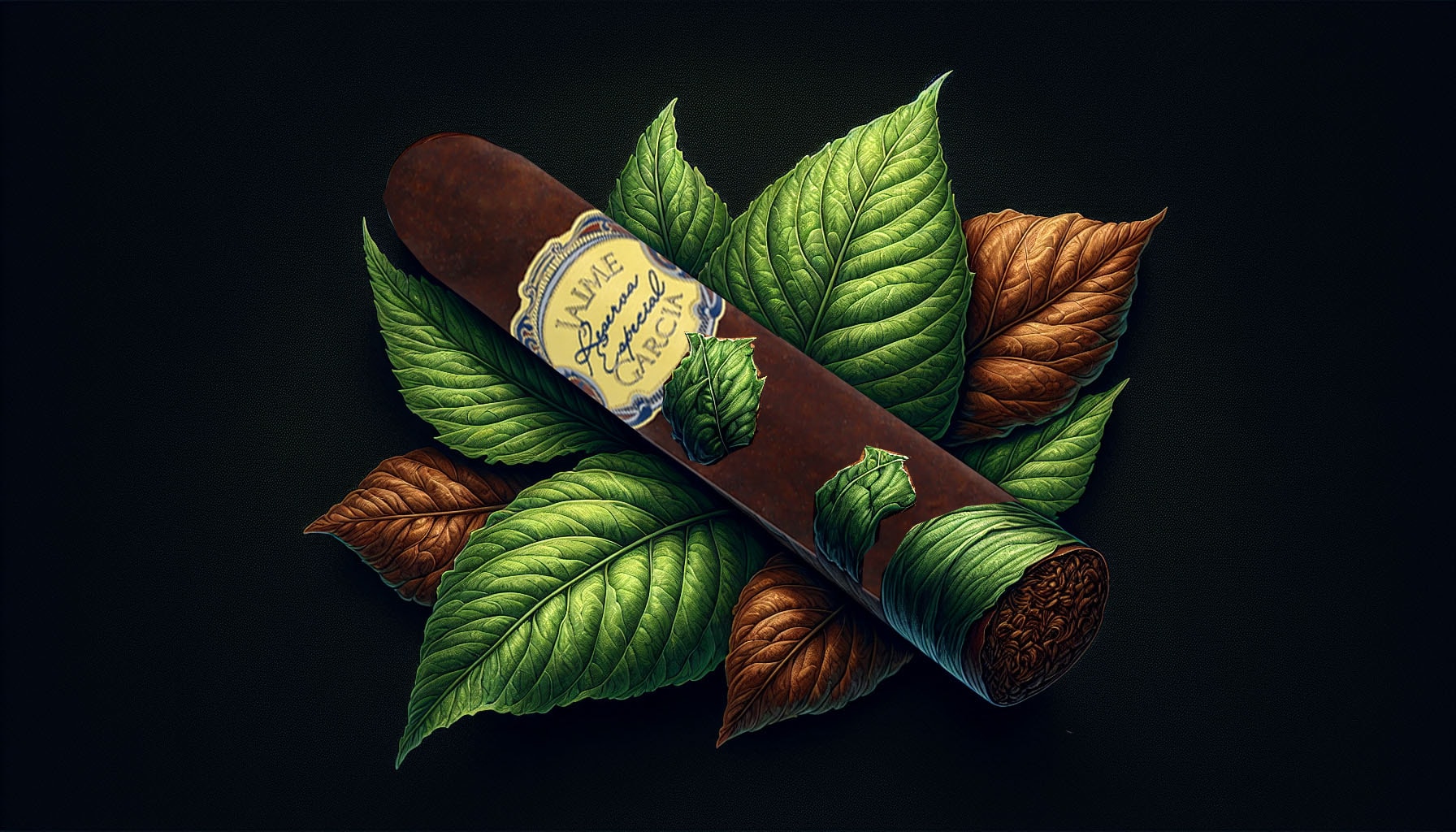 An artistic depiction of the My Father Jaime Garcia Reserva Especial Super Gordo cigar.