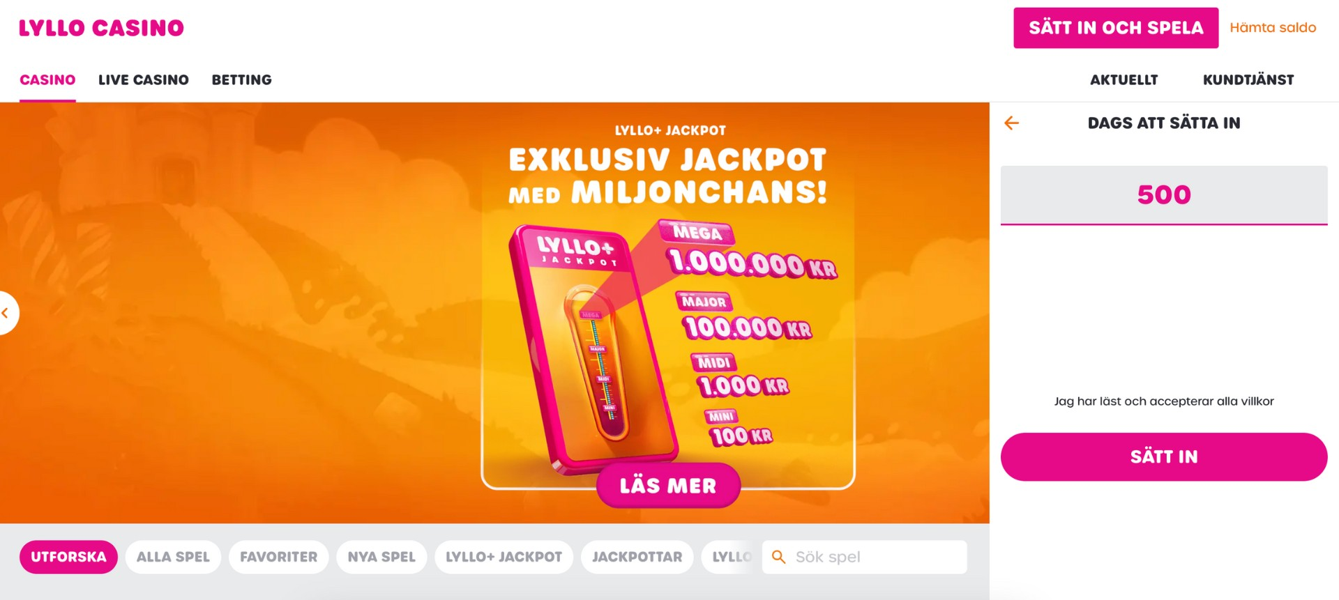 Registrering hos Lyllo casino