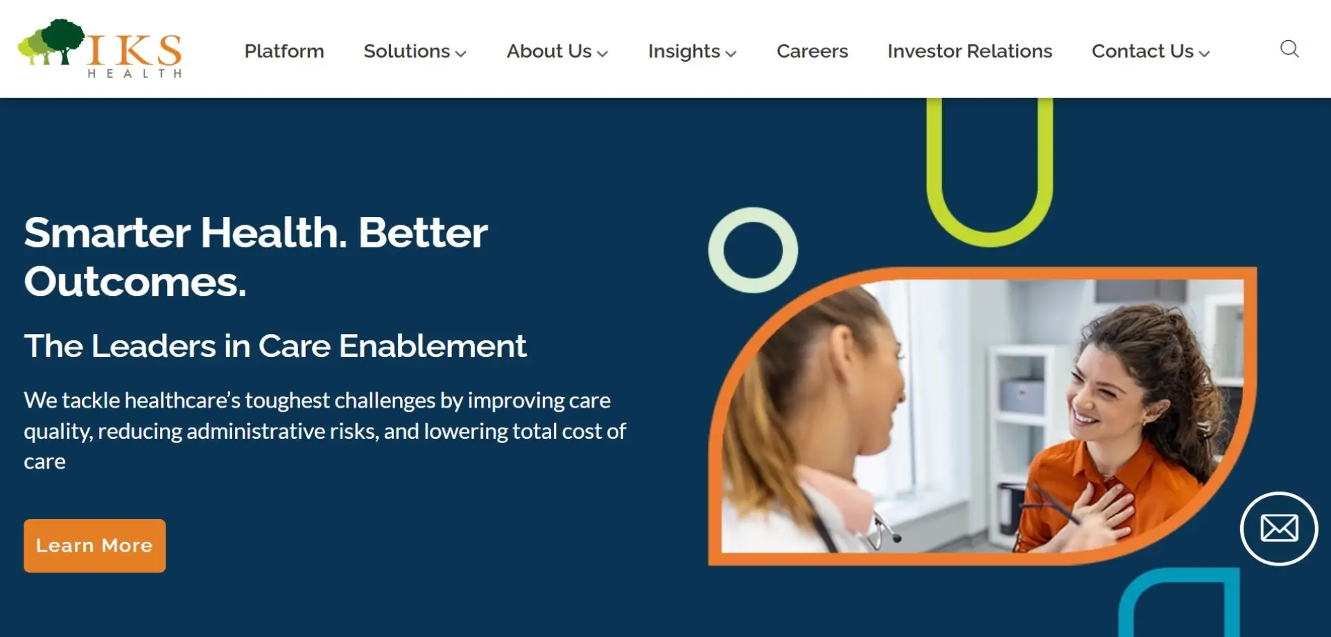 Homepage of IKS Health website