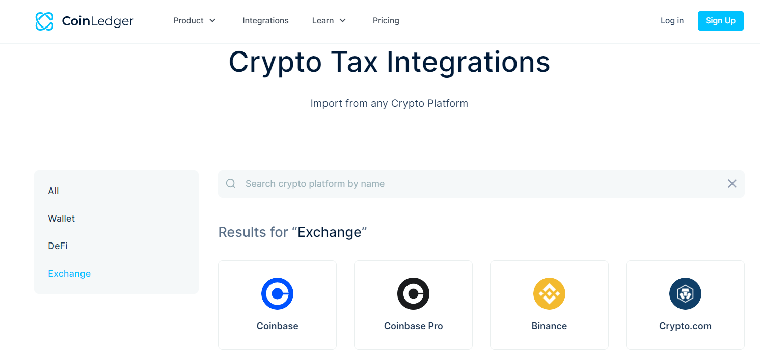 Crypto tax Integration.
