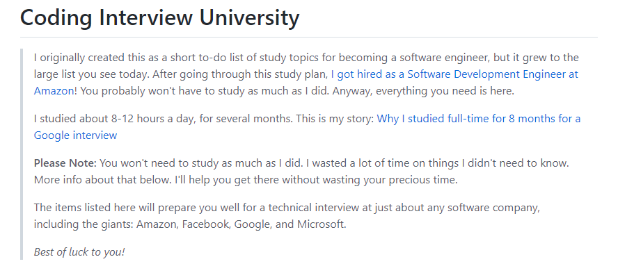  Repositório GitHub jwasham/coding-interview-university
