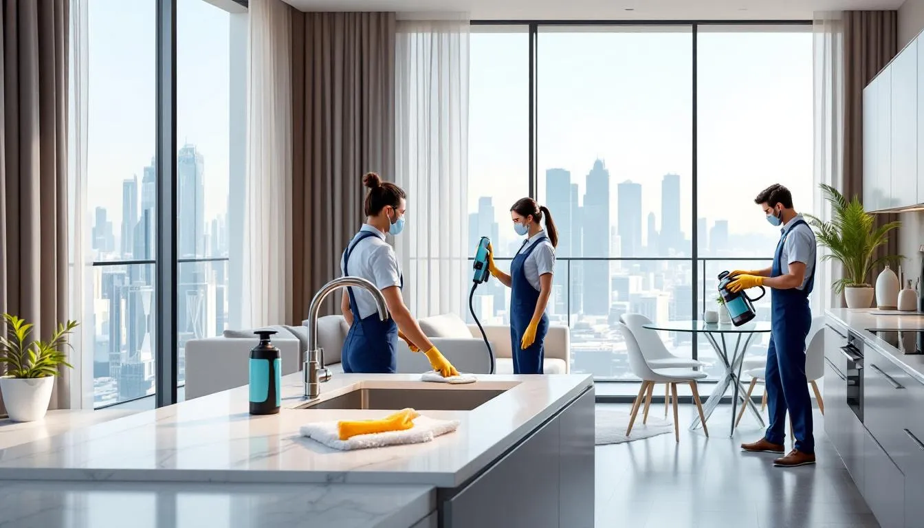 A home deep cleaning service in progress.