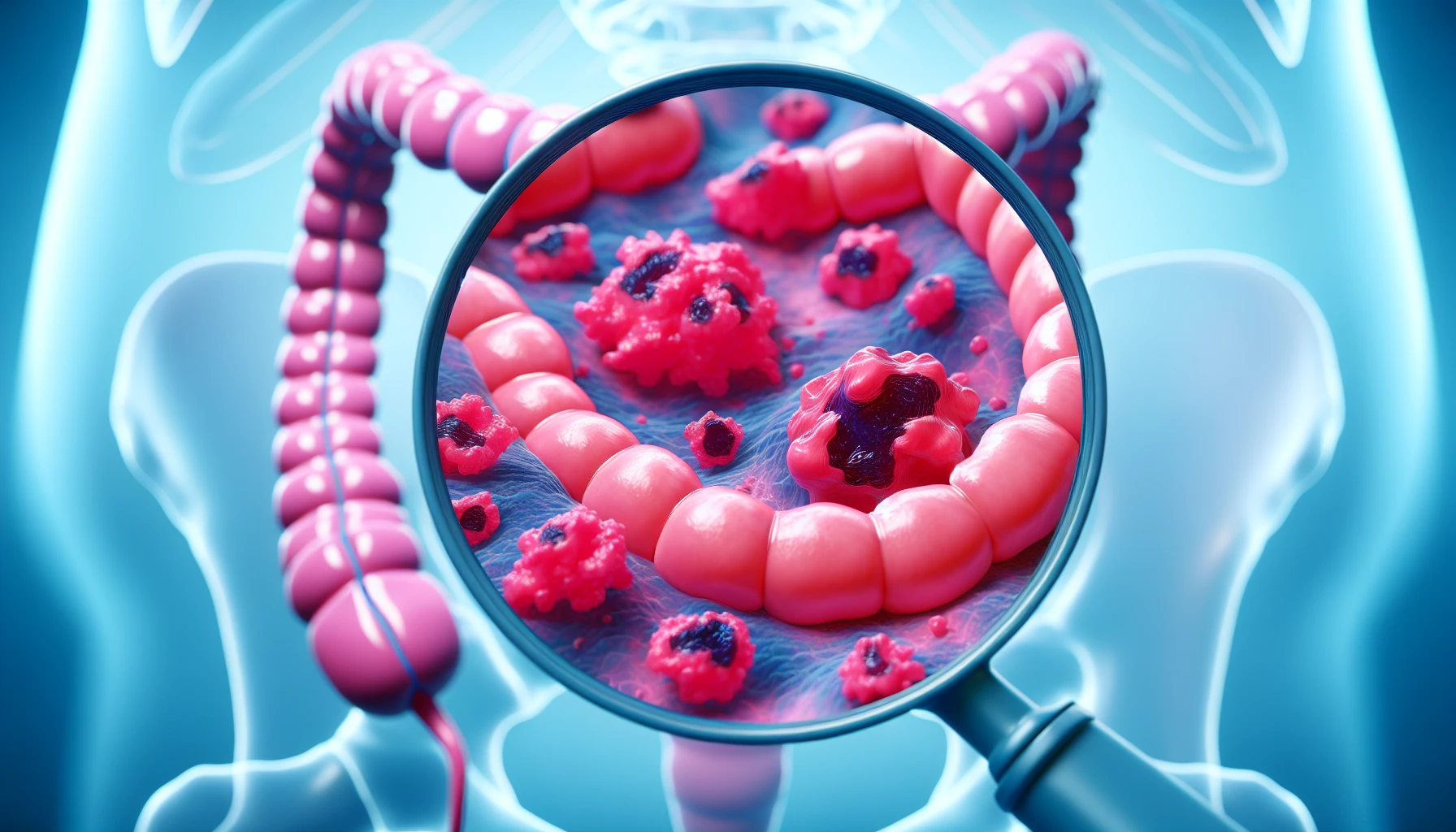 Illustration of cancer cells in the colon