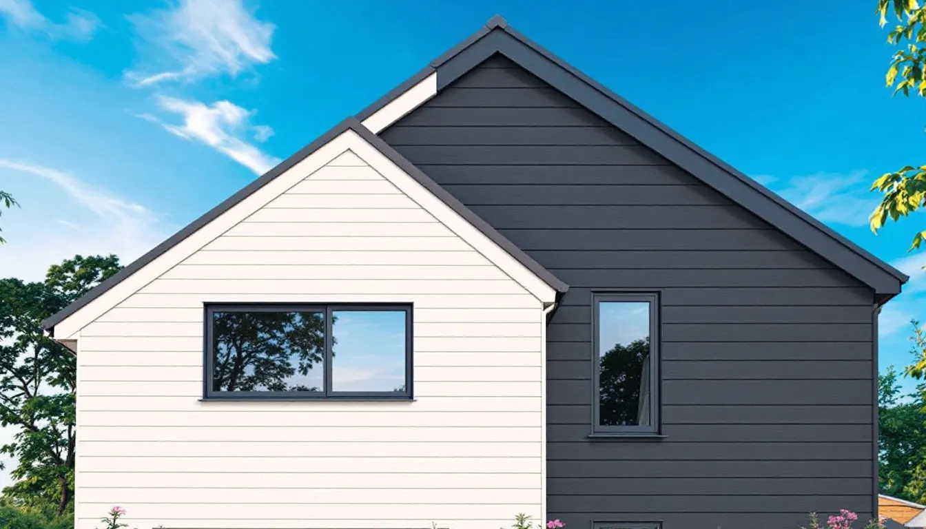 Different styles of uPVC cladding including shiplap and open V designs.