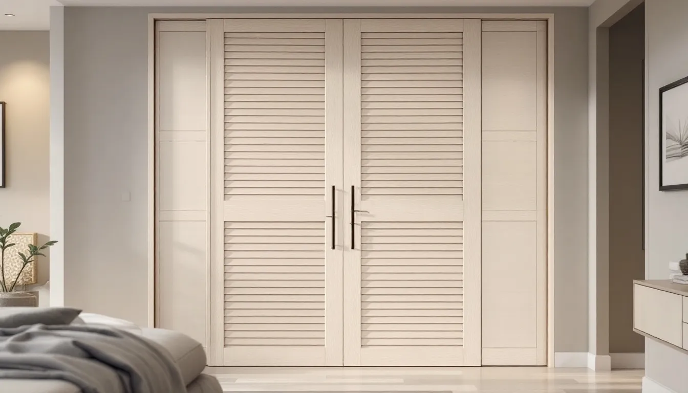 Stylish louvered doors adding aesthetic appeal to a home's interior.