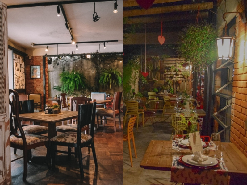 Ambiente interno e área externa do Café Carino. Imagens: Reprodução Instagram.