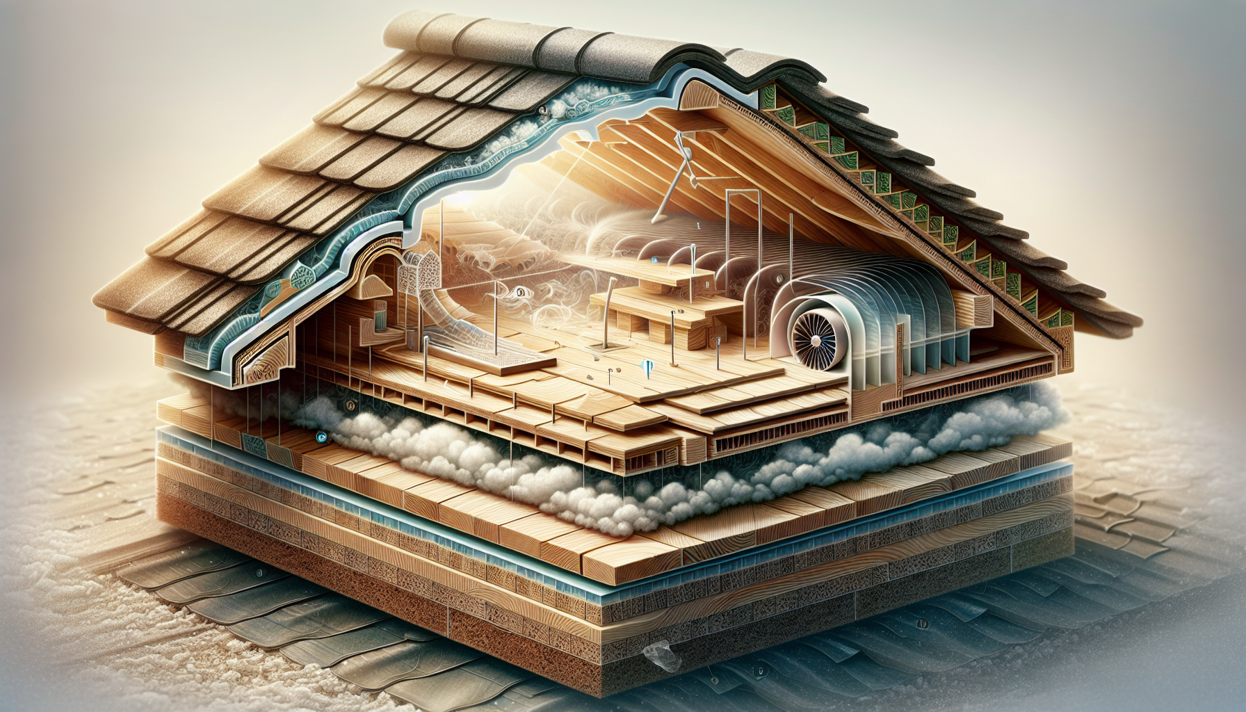 Illustration of essential components of residential roofing systems