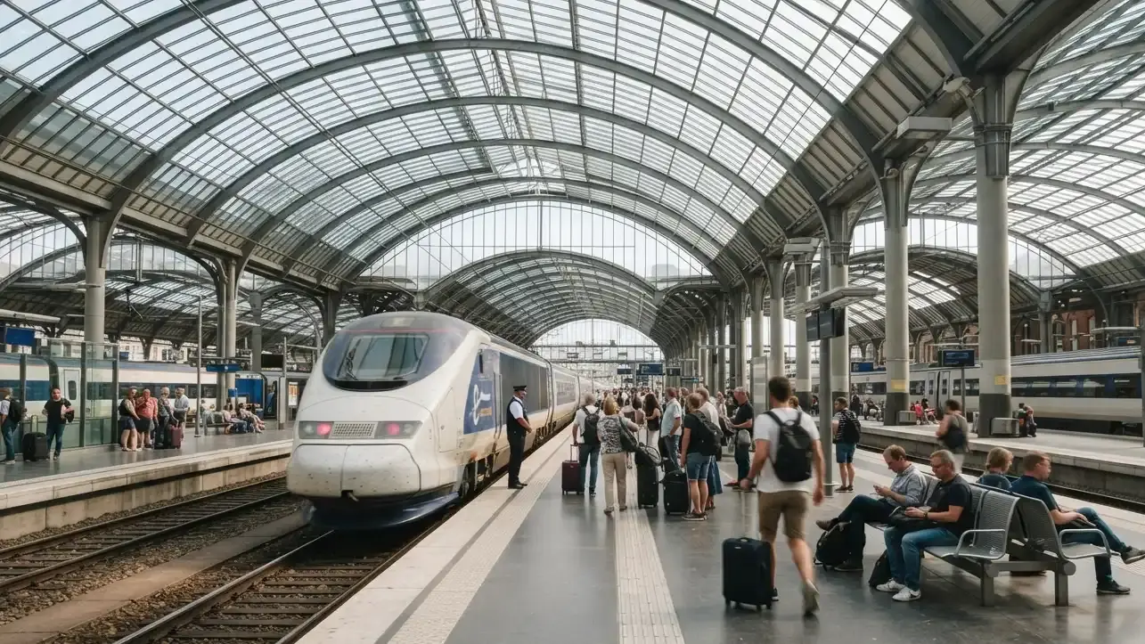 Visa officer reviewing train exit and onward ticket proof