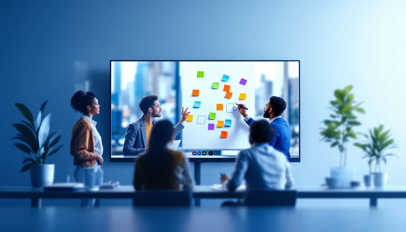 A screenshot of a video meeting interface showcasing various features of online meeting software.