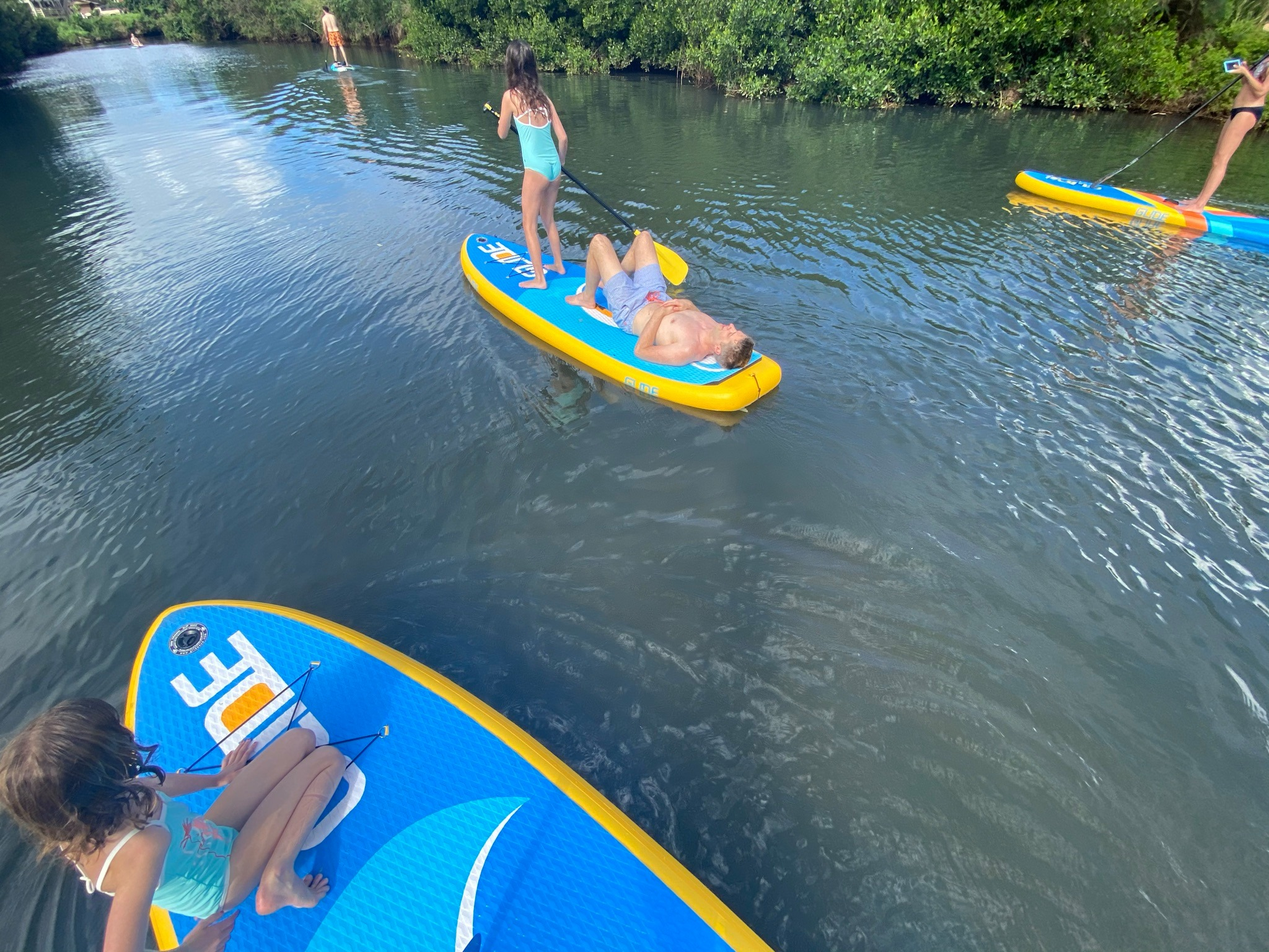 inflatable stand up paddle boards on a river