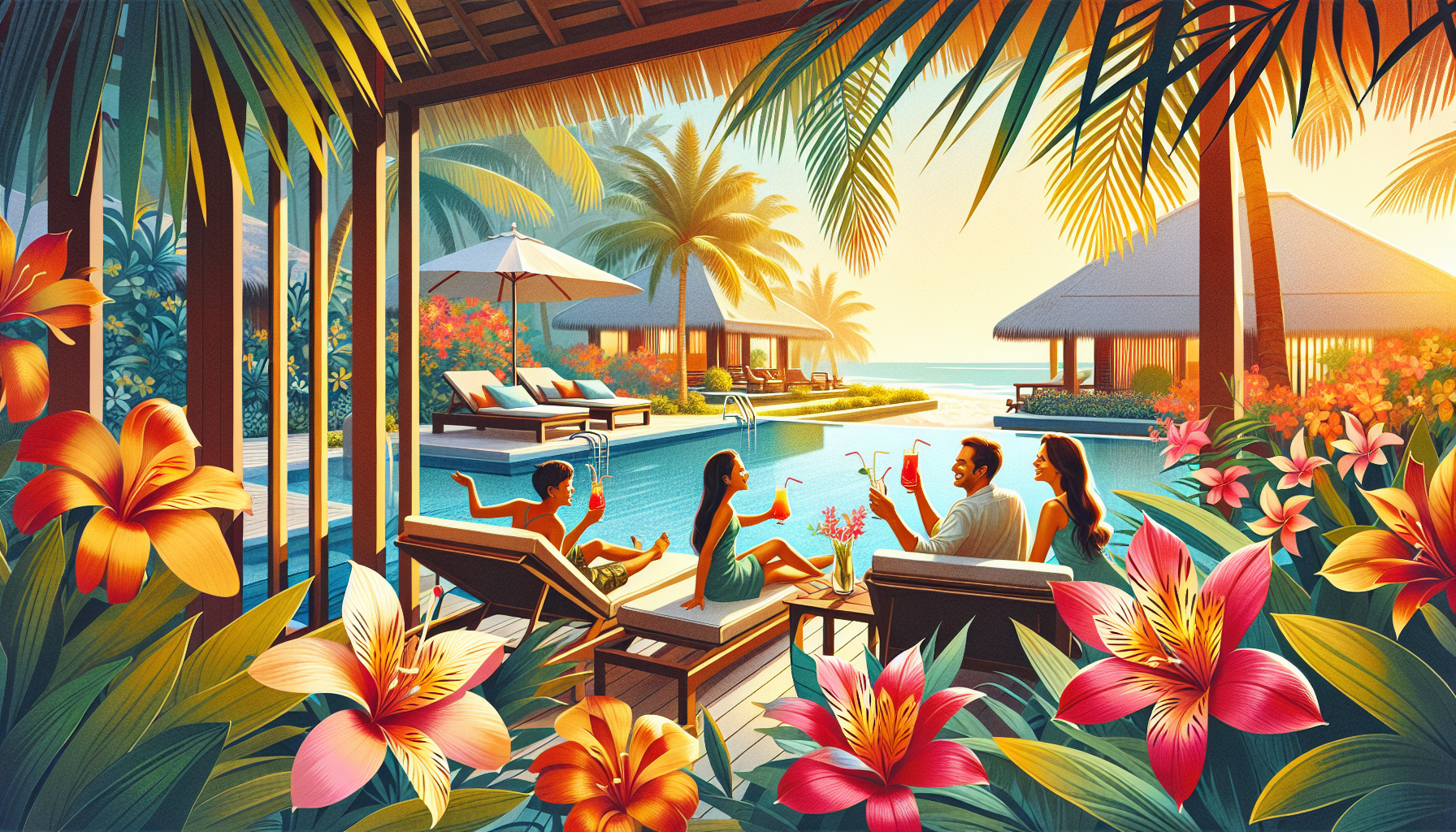 An illustration depicting the benefits of owning a villa in Tulum, showcasing relaxation and luxury.