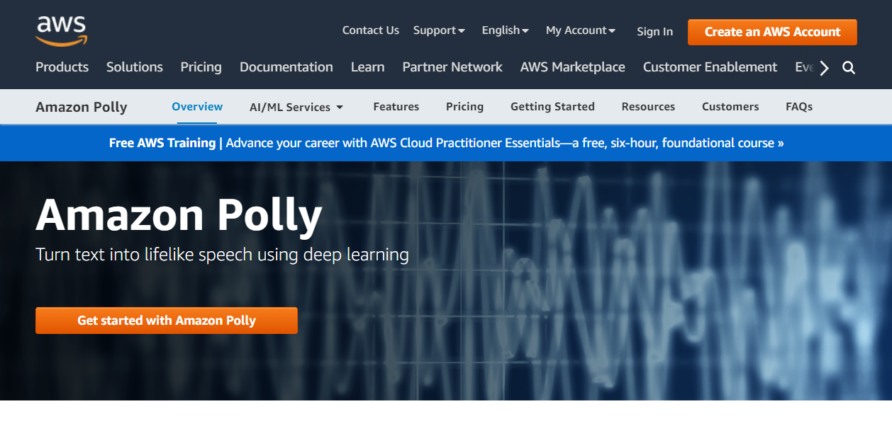 Amazon Polly main page