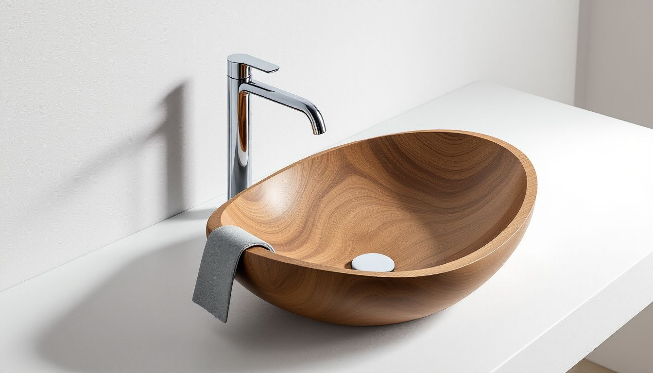 An elegant bespoke sink design showcasing unique shapes and colours.