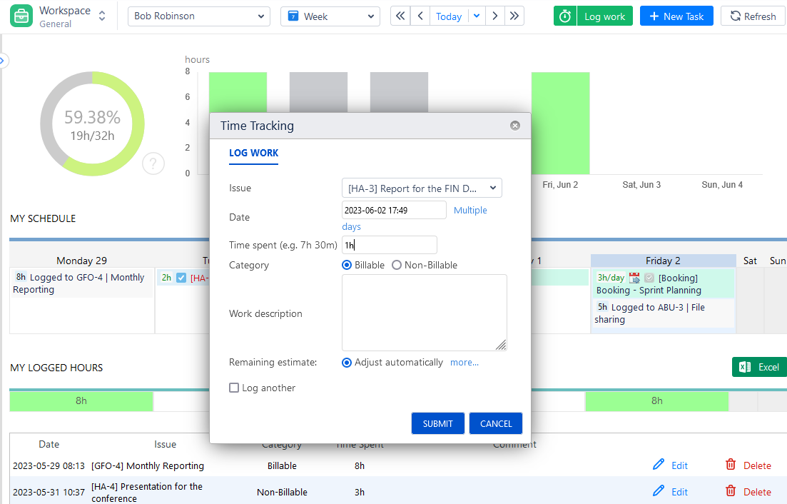 Logging Work with ActivityTimeline