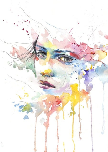 girl, woman, face watercolor painting