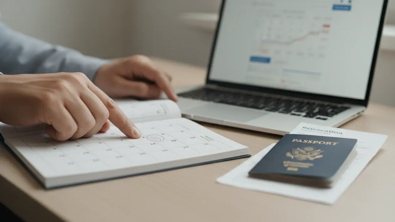 Choosing an onward ticket date for contract travelers with possible work extension