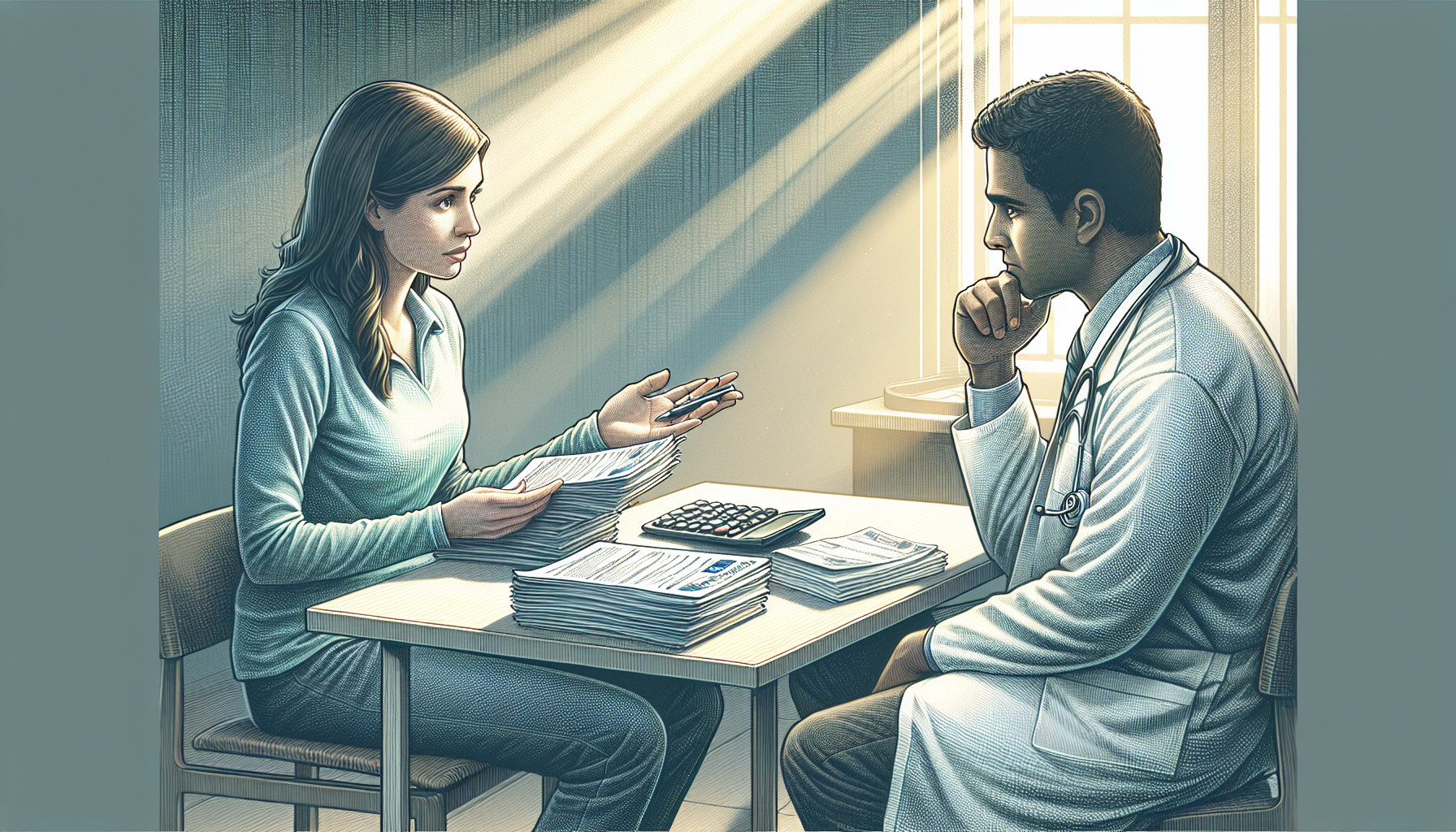 Illustration of negotiating medical bills with healthcare providers