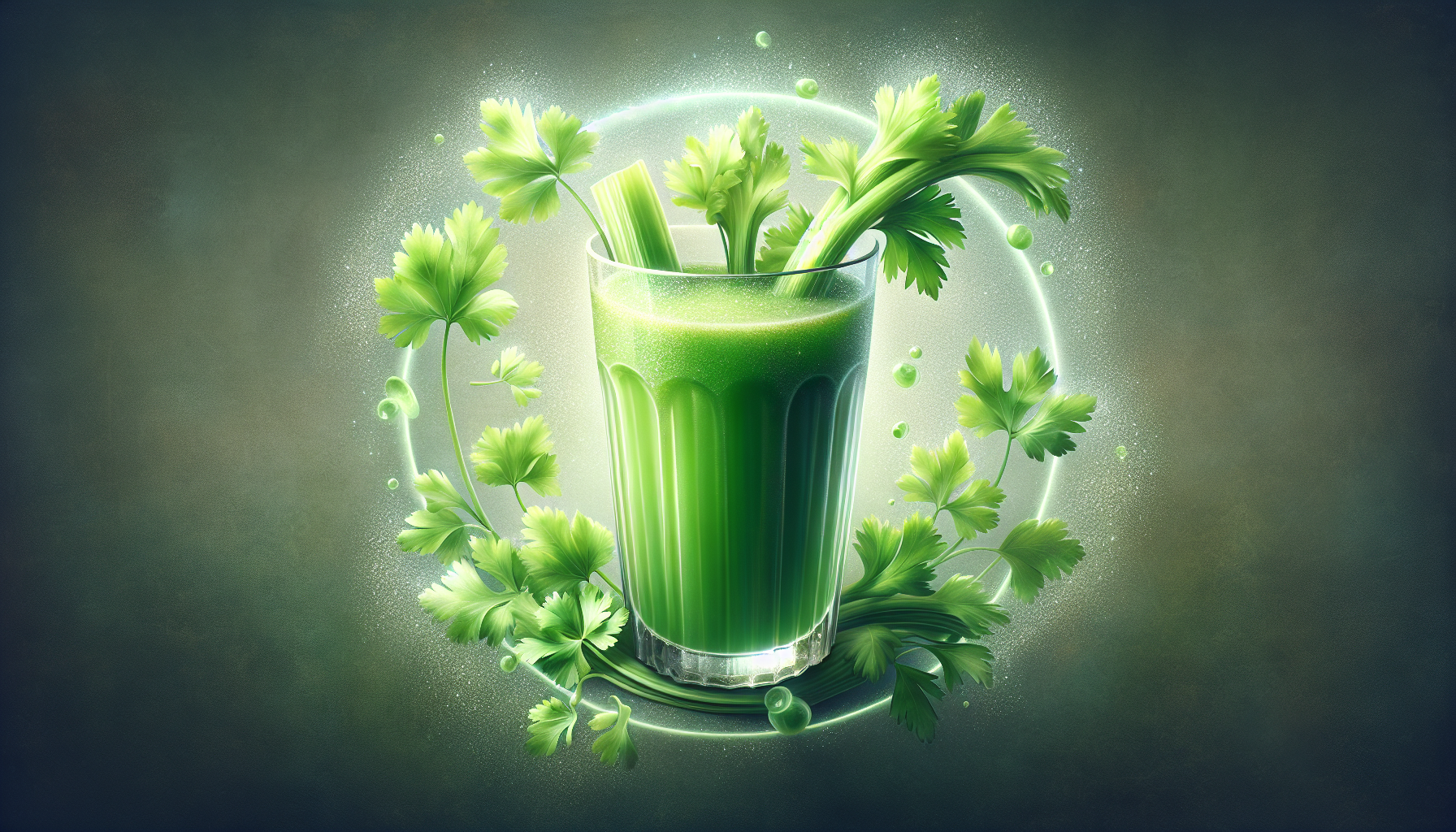 Artistic representation of celery juice and its potential healing properties