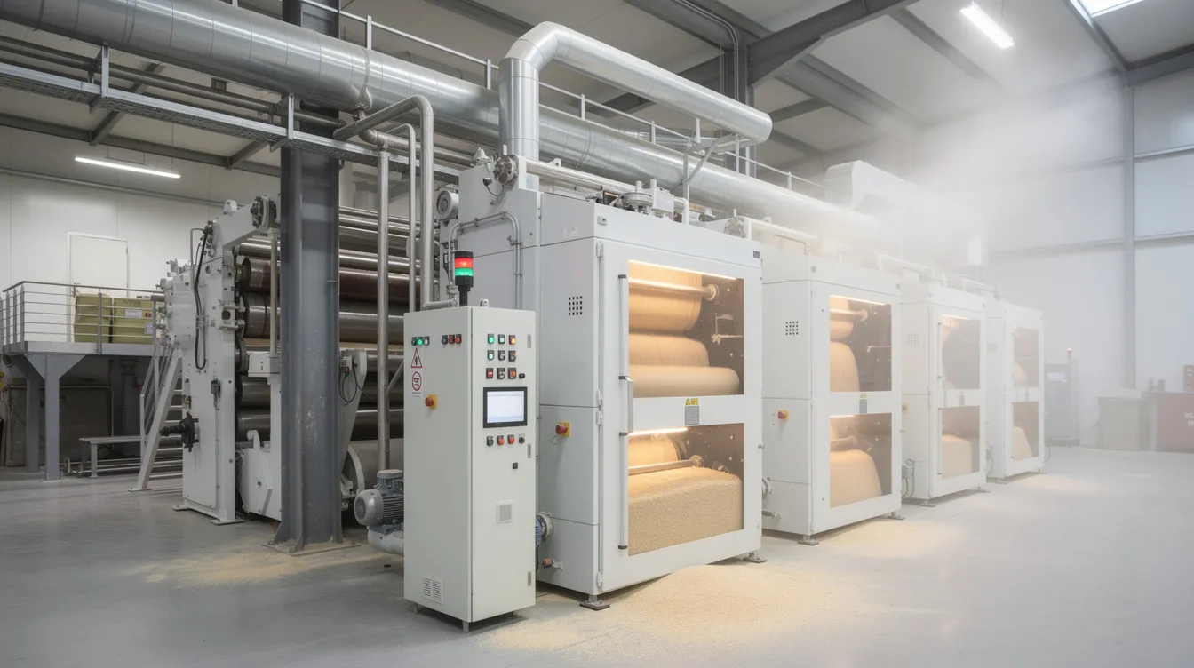7c10380b 9937 4a3a 93d6 b4fb29dc6ecb The image depicts industrial wheat flour milling machines within a commercial flour mill factory, showcasing advanced technology for grinding wheat with consistent flour quality. The machinery is designed for high output and low maintenance, ensuring smooth operation and minimal manual intervention in the flour production process.