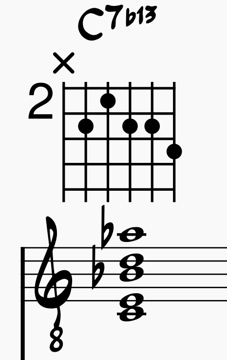 C7b13 voicing on Guitar