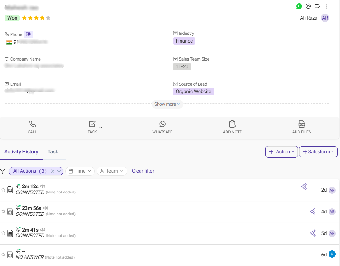 SIM-Based Call Tracking: How to Track Calls and Improve Performance 2 automatic call logging in telecrm dashboard