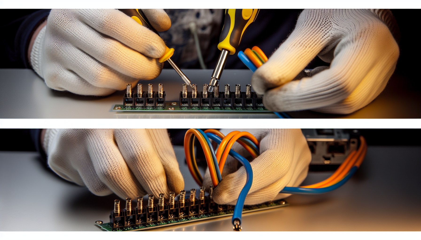 Step-by-step installation of screw terminals