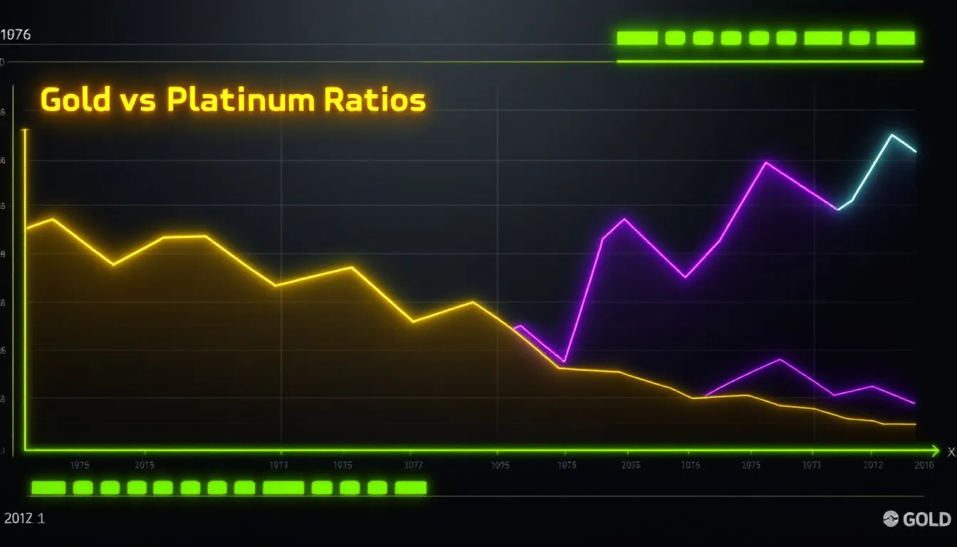 A historical chart depicting trends in gold and platinum ratios over time.