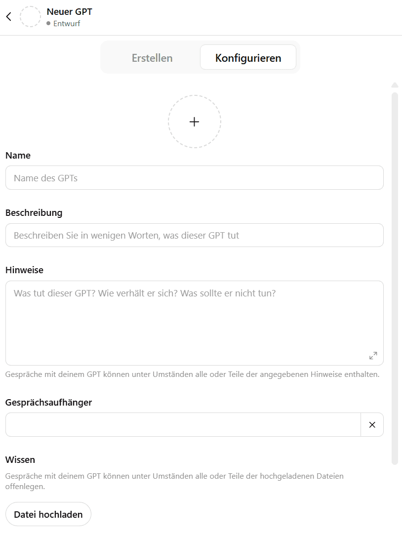 gpt selbst konfigurieren