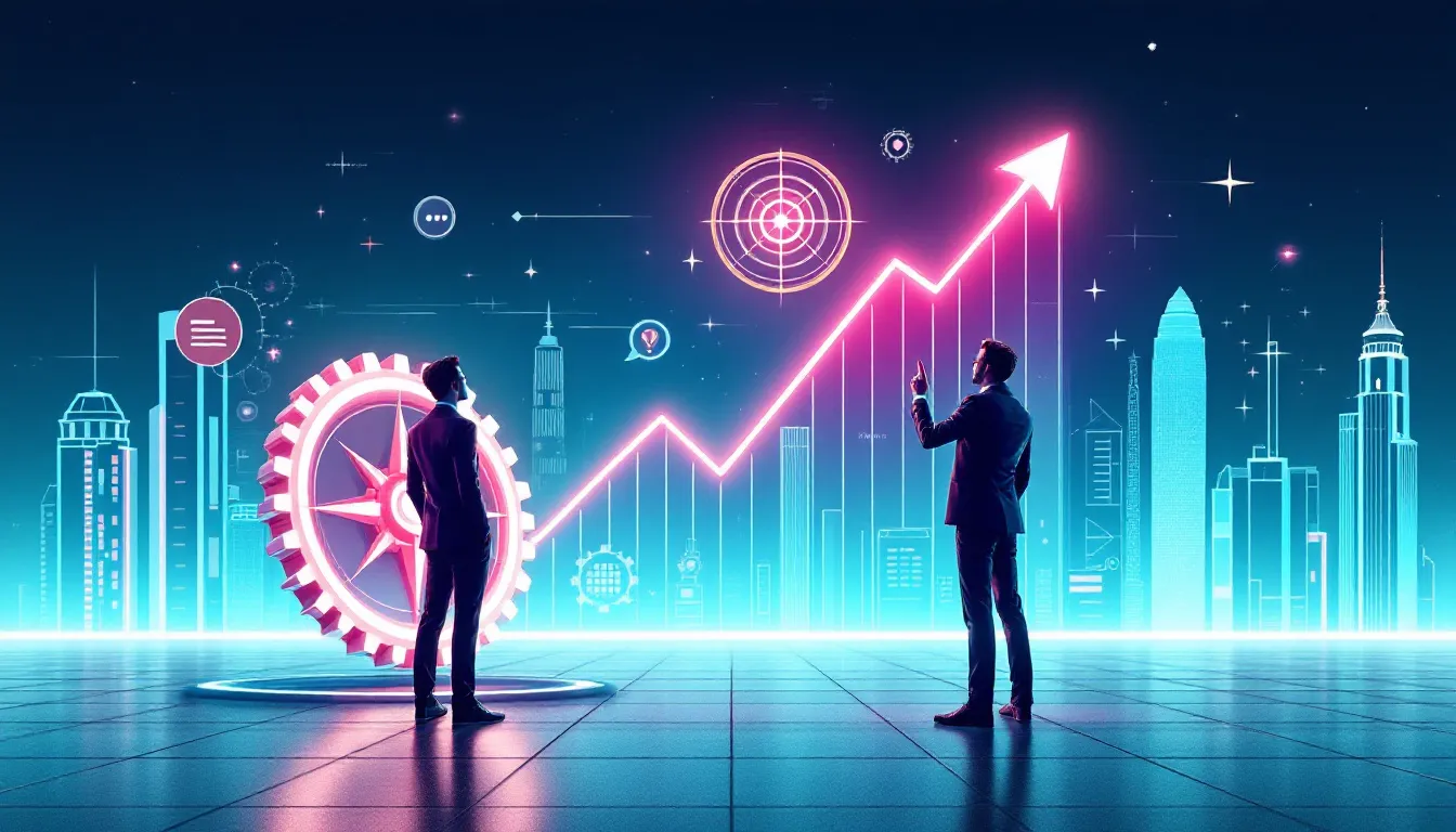 An illustration depicting various aspects of business acumen, including strategic thinking and communication skills.