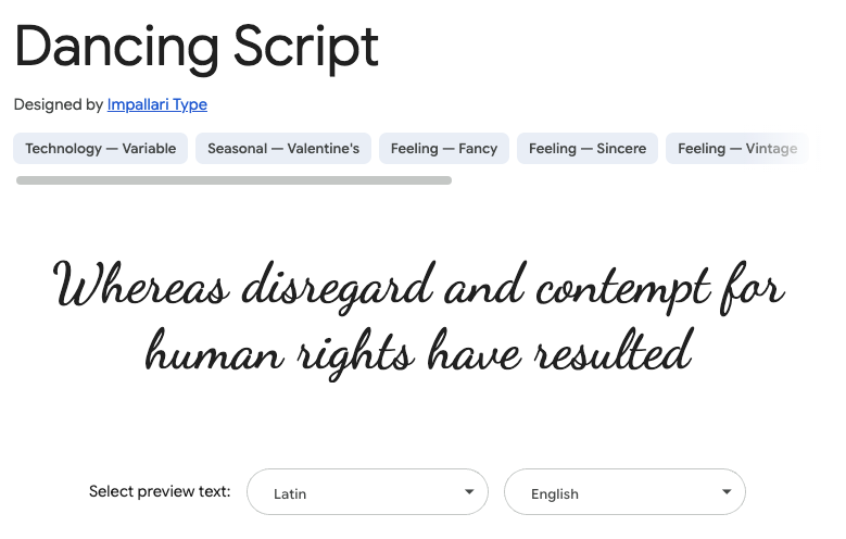 Dancing script font