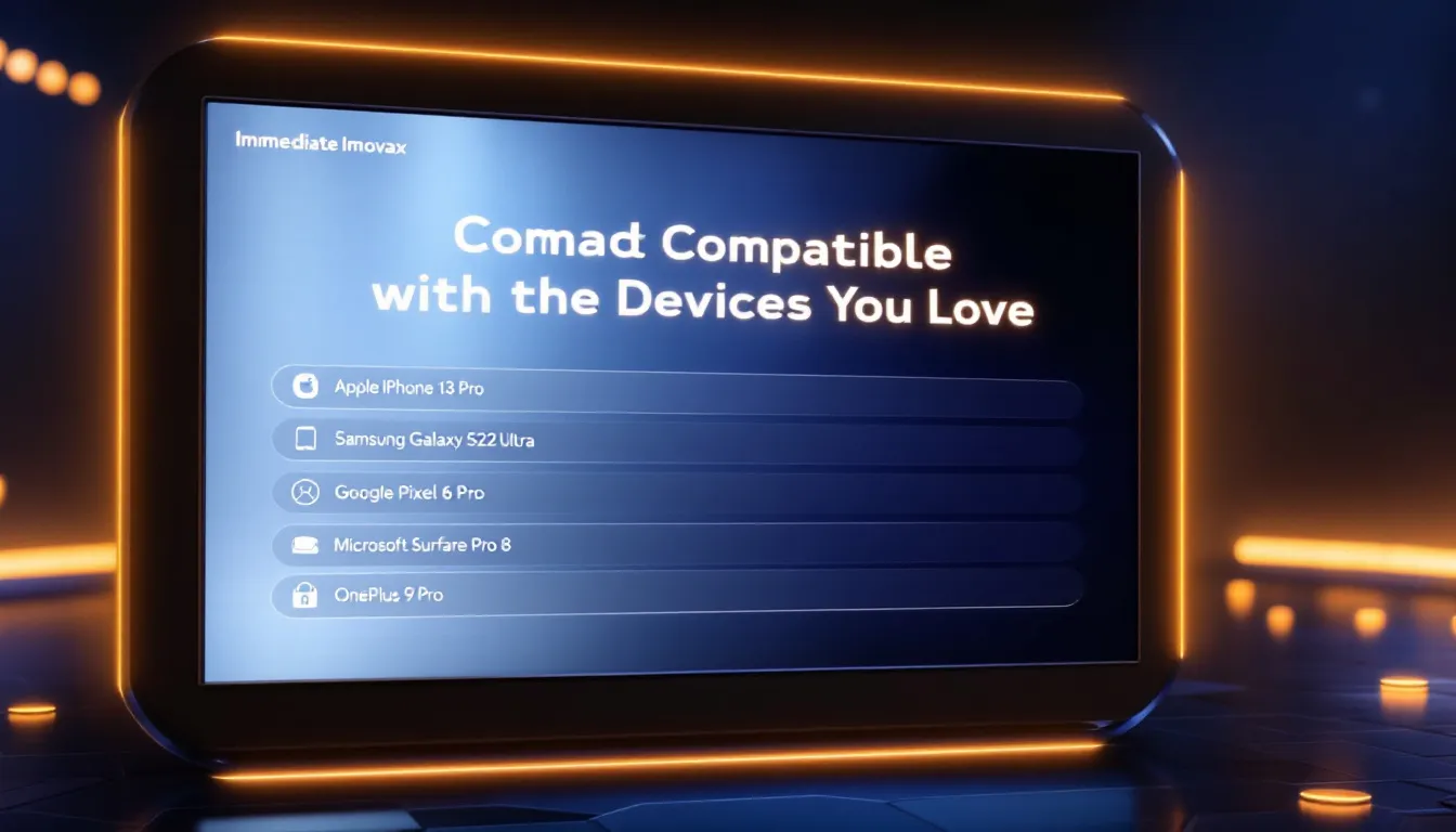 Supported devices for Immediate Imovax, showcasing compatibility across various platforms.