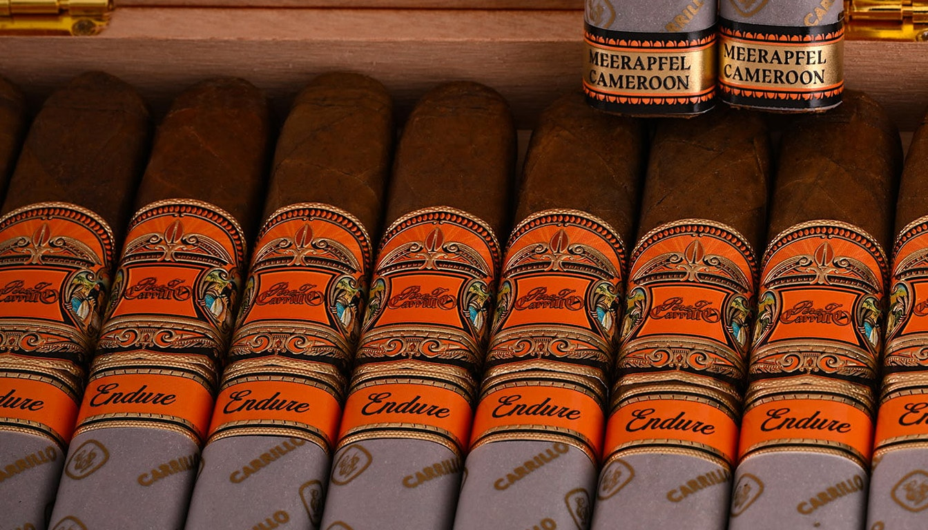 An assortment of tobacco leaves used in mastering the blend for E.P. Carrillo Endure.