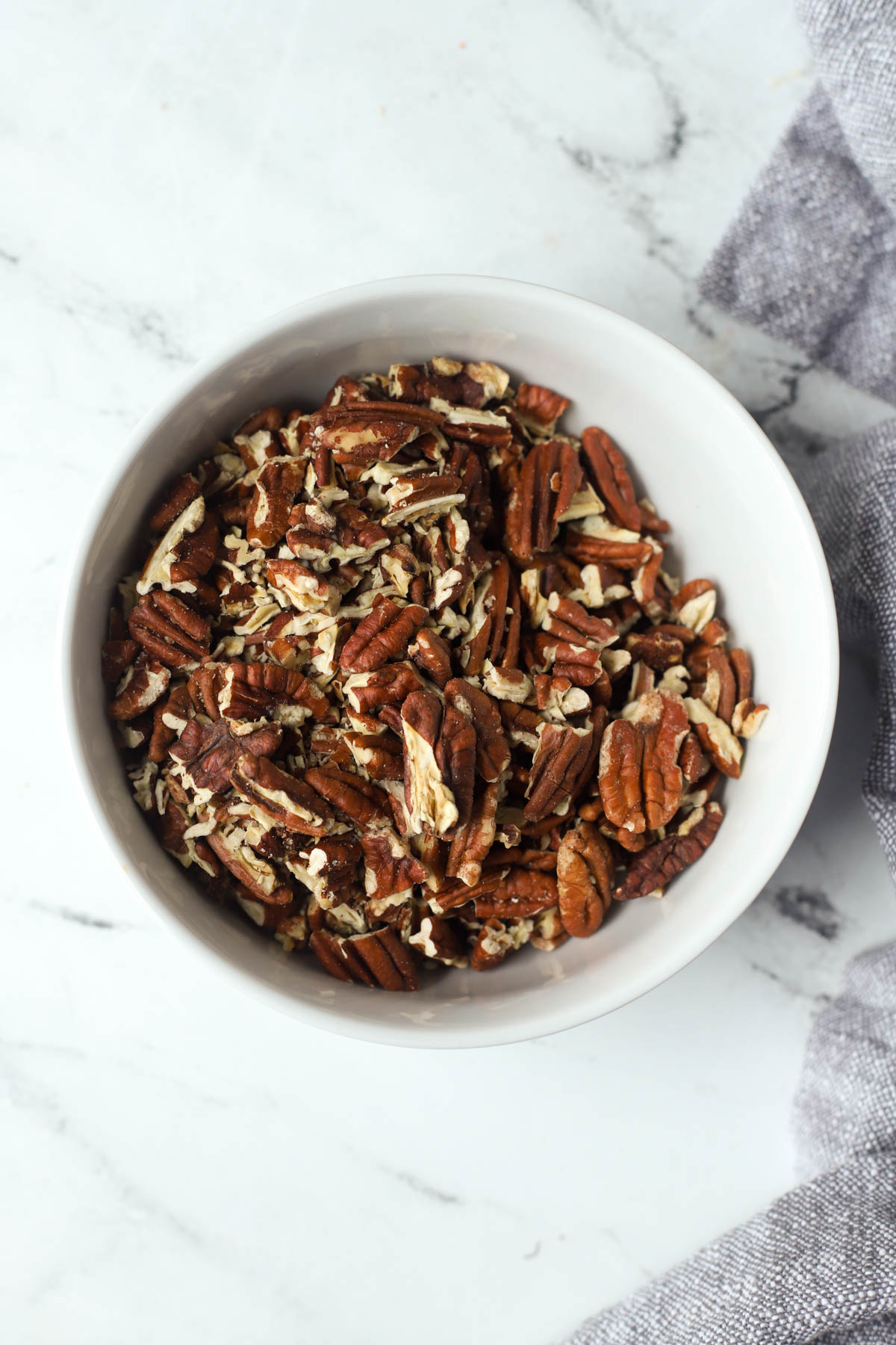 bowl of chopped toasted pecans
